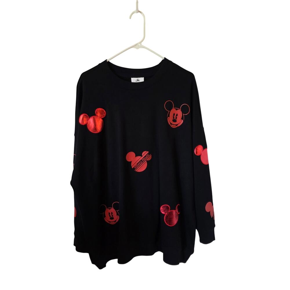 Disney Parks Mickey Mouse Sweatshirt Black Red Icon Unisex Plus Size 1X